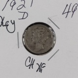 1921 D - MERCURY DIME - CH XF - KEY