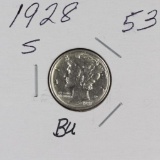 1928 S - MERCURY DIME - BU