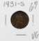 1931 S - LINCOLN CENT - VG