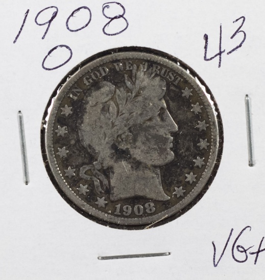 1908 O - BARBER HALF DOLLAR - VG+