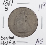 1861-S SEATED LIBERTY HALF DOLLAR - AG