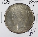 LOT OF 2, 1925 PEACE DOLLARS - CIRC