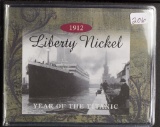 1912 LIBERTY 'V' NICKEL YEAR OF THE TITANIC IN FACTS FOLDER