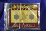 LOT OF 2, 1900-S - 1910-S LIBERTY 'V' NICKELS