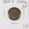 1908-S INDIAN HEAD CENT - VG