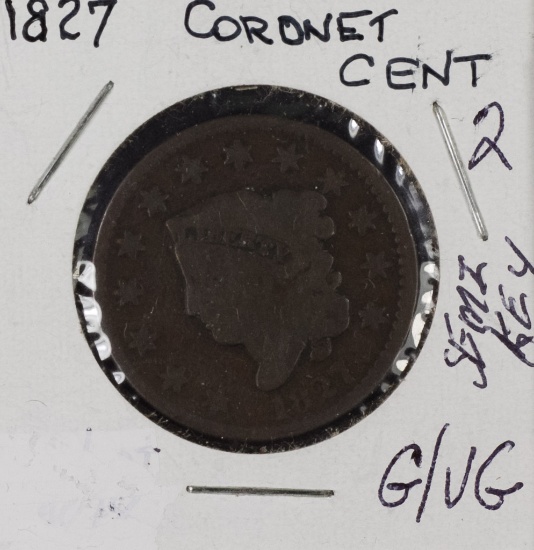 1827 MATRON HEAD LARGE CENT - G/VG