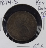 1874-S WITH ARROWS SEATED LIBERTY HALF DOLLAR - G