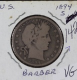 1894-S BARBER HALF DOLLAR - VG