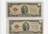 LOT OF 2, TWO DOLLAR RED SEAL US NOTES