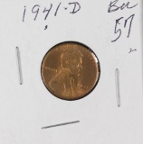 LOT OF 2, LINCOLN CENTS 1941-D - UNC - RED, 1941-S - UNC - RED