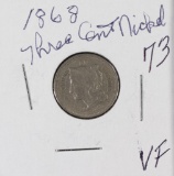 1868 NICKEL THREE CENT PIECE - VF
