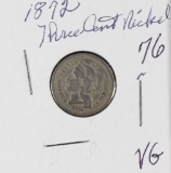 1872 NICKEL THREE CENT PIECE - VG