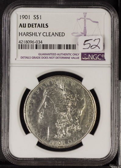 1901 - NGC  AU DETAILS HARSHLY CLEANED MORGAN DOLLAR