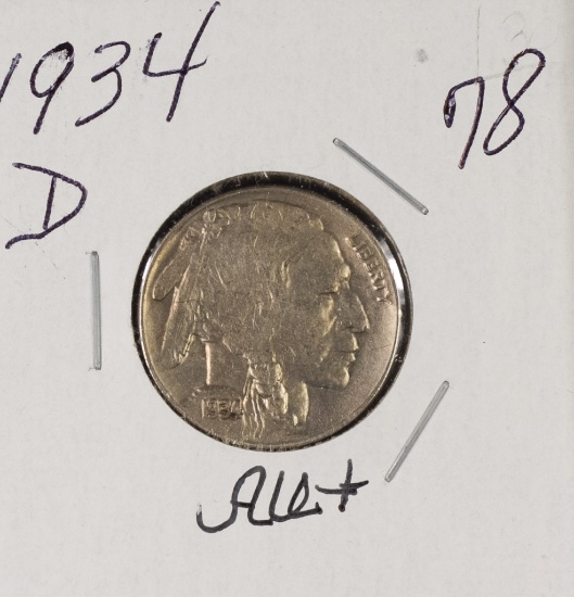 1934-D BUFFALO NICKEL - AU+