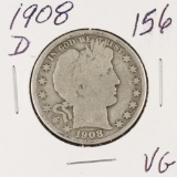 1908-D BARBER HALF DOLLAR - VG