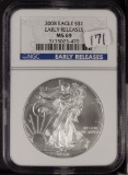 2008 - NGC MS-69 EARLY RELEASE SILVER EAGLE