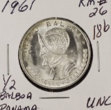 1961 - PANAMA 1/2 BALBOA KM #26.900 SILVER - UNC