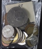 LOT OF 30 WORLD COINS, INCLUDE CHURCHHILL CROWN