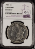 1901 - NGC AU DETAILS POLISHED MORGAN DOLLAR