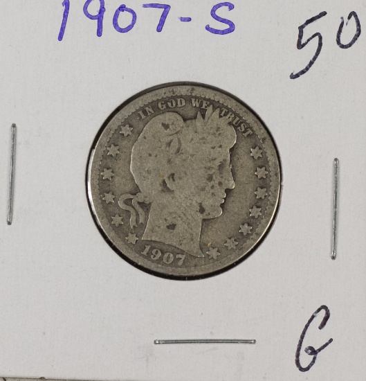 1907-S BARBER QUARTER - G