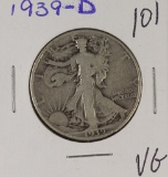 1939-D LIBERTY WALKING HALF DOLLAR - VG