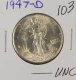 1947-D LIBERTY WALKING HALF DOLLAR - UNC