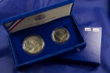 1986-S 2 COIN SET - US LIBERTY COINS - CLAD HALF SILVER DOLLAR - PROOF