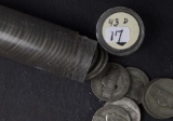1 - ROLL 1943-D WWII SILVER JEFFERSON NICKELS - (40 COINS)