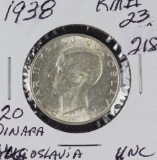 1938 - YUGOSLAVIA 20 DINARA - UNC KM #23