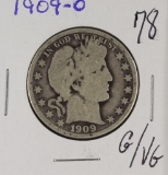 1909-O BARBER HALF DOLLAR - G/VG