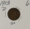 1913-D LINCOLN CENT - G+