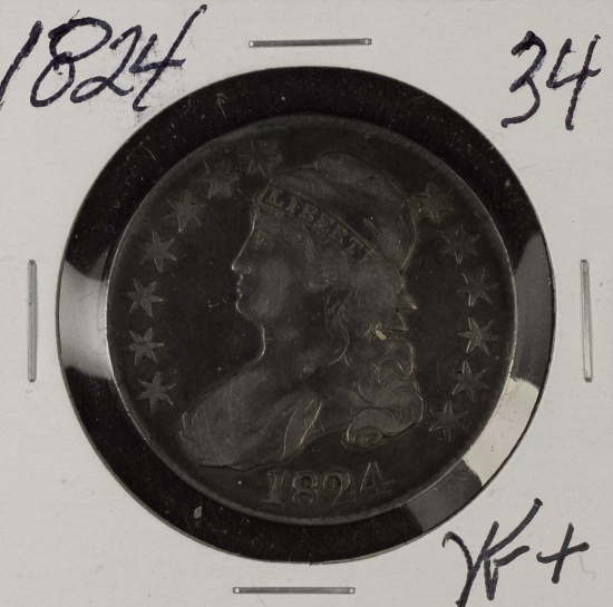 1824 - CAPPED BUST HALF DOLLAR - VF+