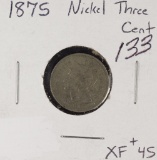 1875 - NICKEL THREE CENT PIECE - XF