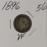 1896 - CANADIAN SILVER 10 CENT PIECE - VF