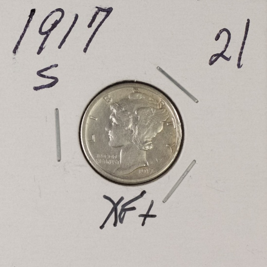 1917-S MERCURY DIME - XF+