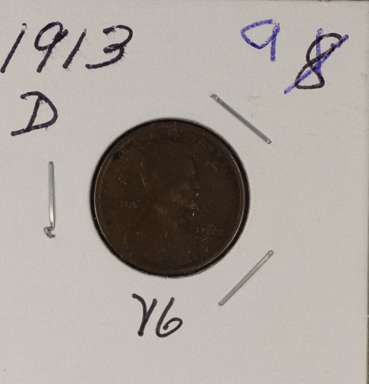 1913-D LINCOLN CENT - VG