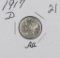 1917-D MERCURY DIME - AU