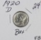 1920-D MERCURY DIME - BU FULL BANDS