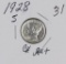 1928-S MERCURY DIME - CH AU+