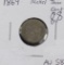 1869 - NICKEL THREE CENT PIECE - AU