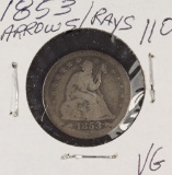 1853-O W/ARROWS & RAYS SEATED LIBERTY QUARTER