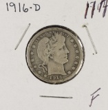 1916-D BARBER QUARTER - FINE