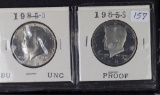 KENNEDY HALF DOLLARS -1985-D BU, 1985-S PROOF