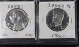 KENNEDY HALF DOLLARS -1986-D- BU & 1986-S  PROOF