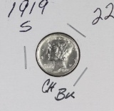 1919-S MERCURY DIME - CH BU