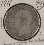 1911 - VENEZUELA 5 BOLIVARES #24