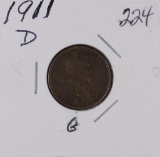 LOT OF 2 -1911-D LINCOLN CENTS  - VG