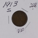 1913-S LINCOLN CENT - VF