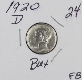 1920-D MERCURY DIME - BU FULL BANDS