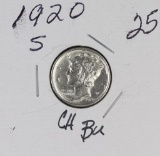 1920-S MERCURY DIME - CH BU